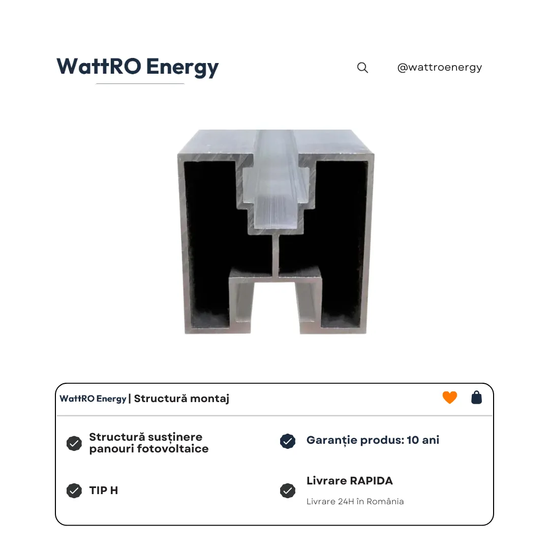 WattRO Energy Tip H șină aluminiu 40x40 mm 3,6 m