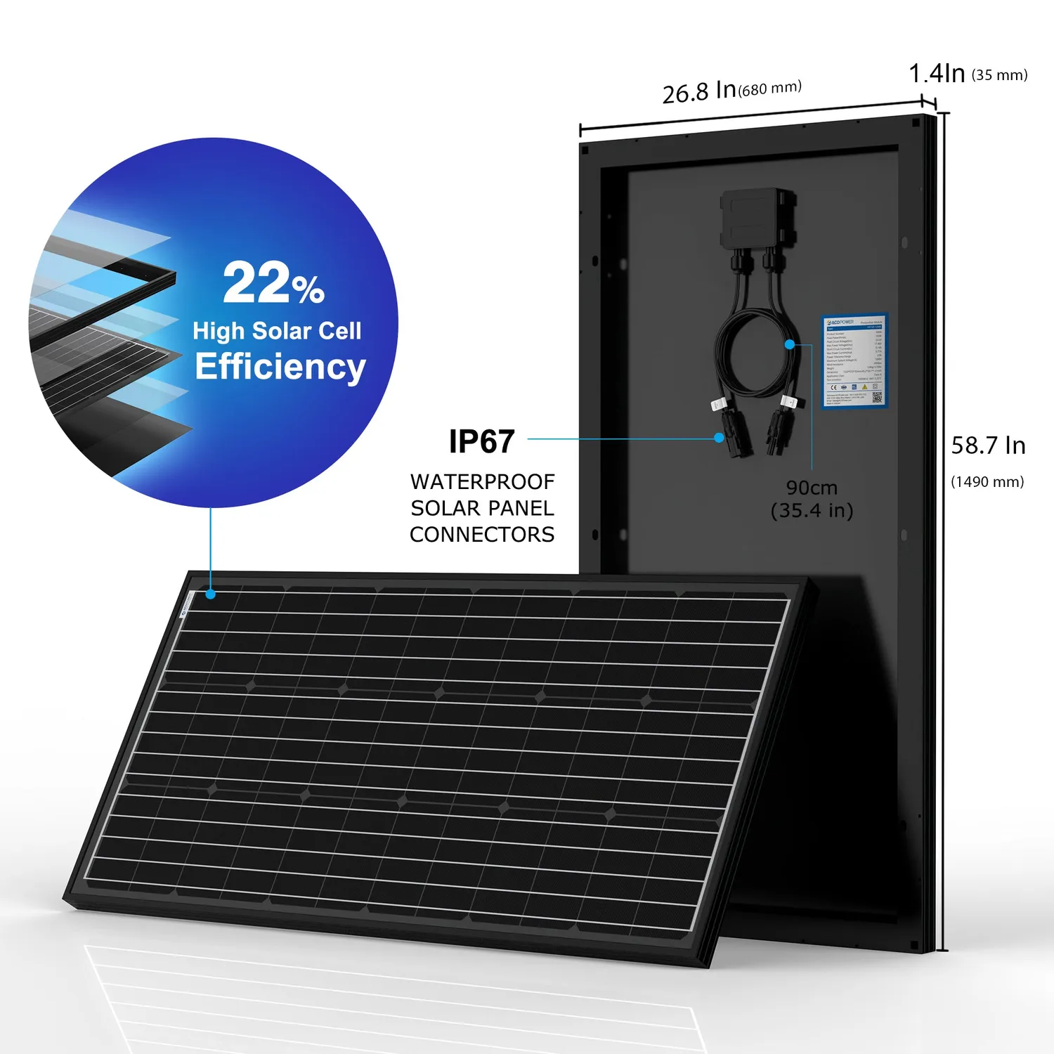 ACOPOWER panou solar monocristalin 200W 12V 1 buc
