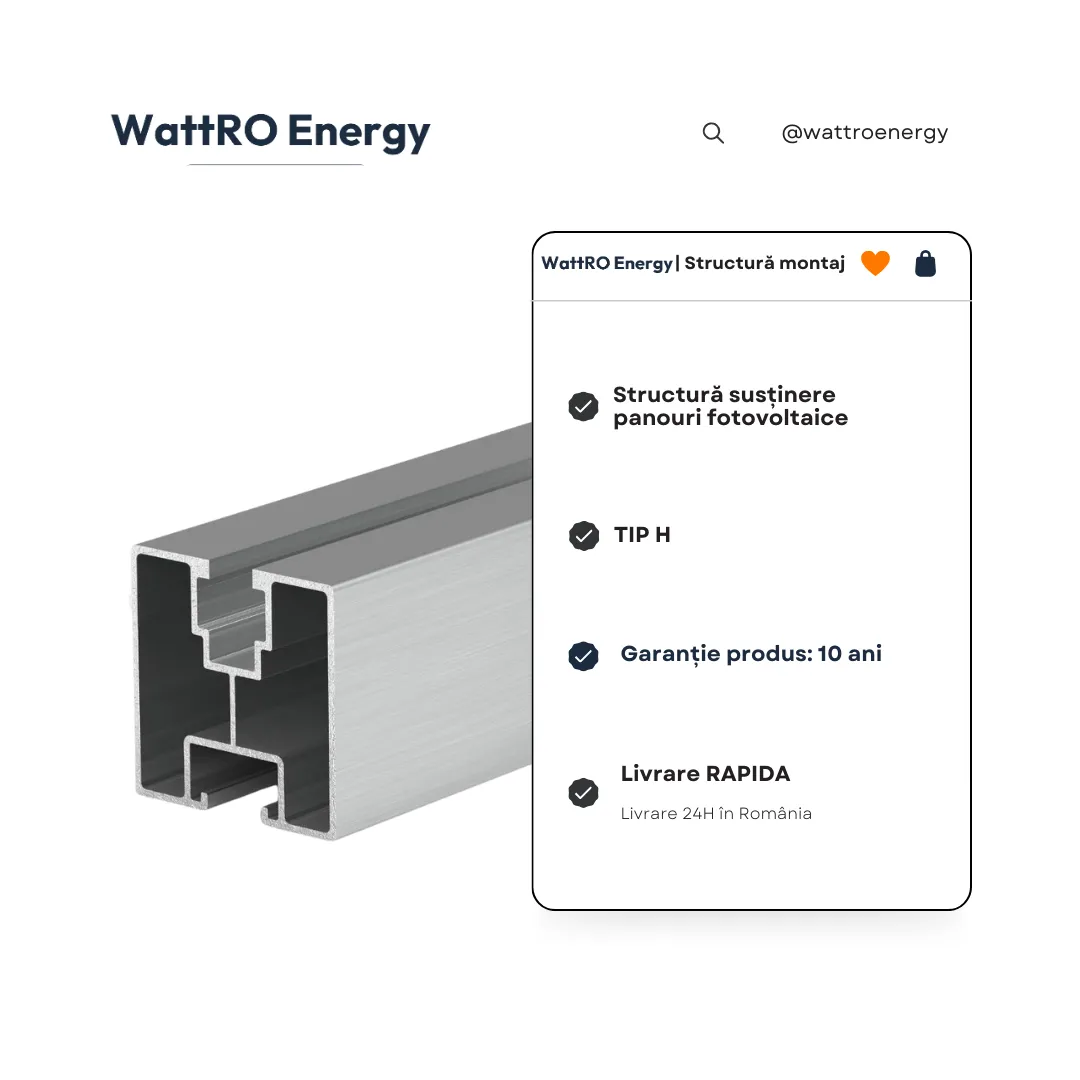 WattRO Energy Tip H șină aluminiu 40x40 mm 3,6 m