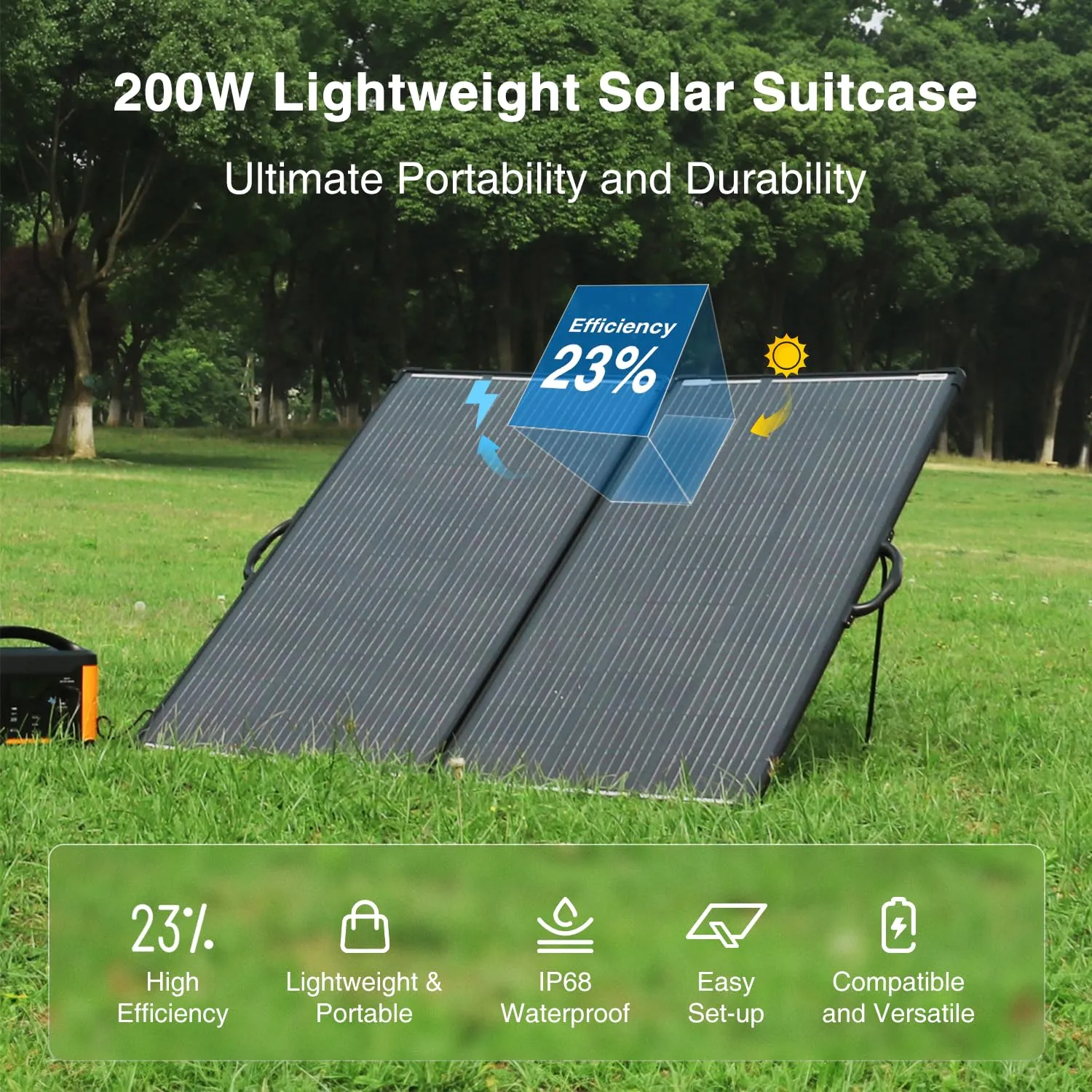 ACOPOWER panou solar pliabil 200W monocristalin cu suport