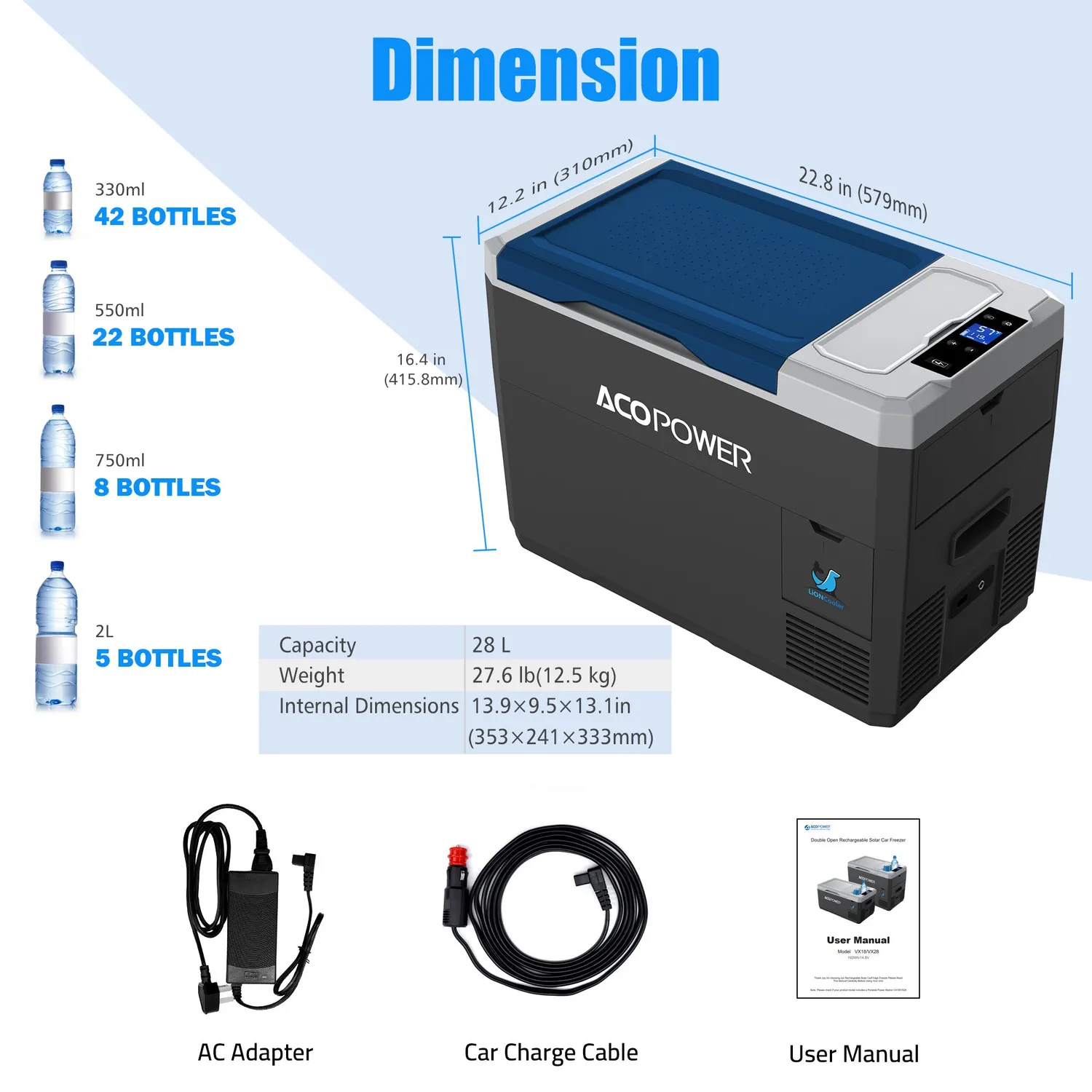 ACOPOWER LiONCooler Mini frigider auto 29Q solar bluetooth
