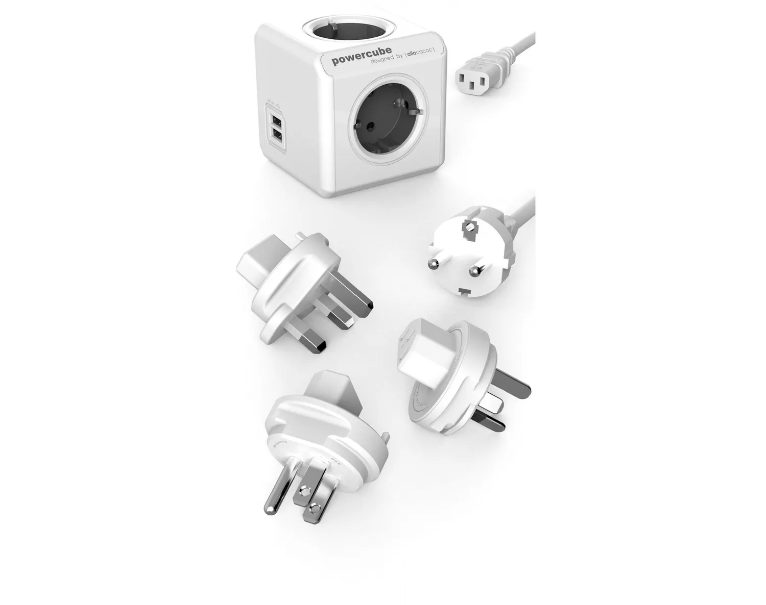 PowerCube Rewirable Duo USB priza cub 4 prize gri