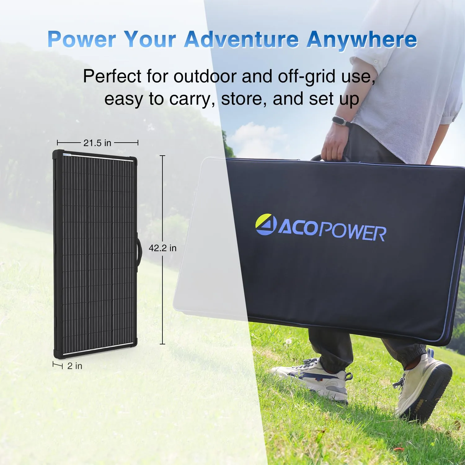 ACOPOWER panou solar pliabil 200W monocristalin cu suport