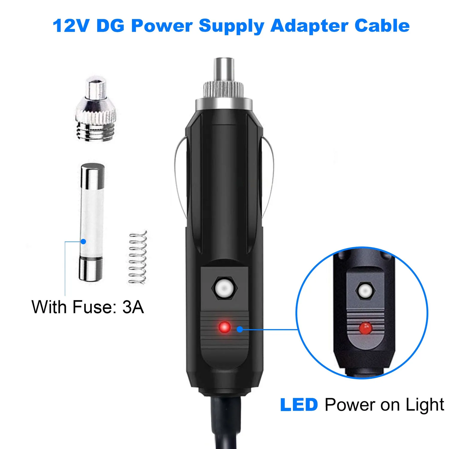 ACOPOWER adaptor brichetă auto 12V/24V mufă 5.5x2.1mm 3m