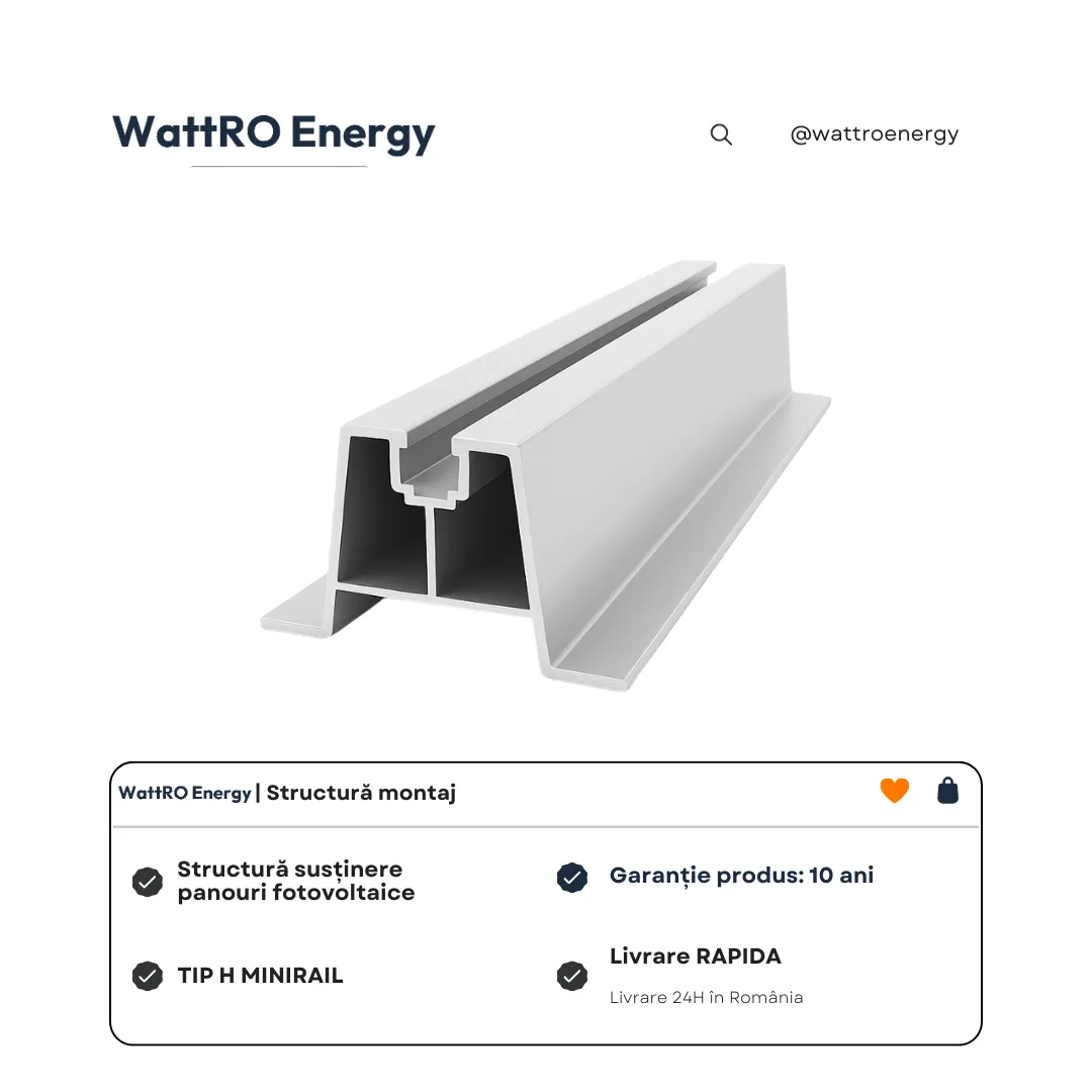 WattRO Energy Minirail Tip H șină 330x70 mm aluminiu