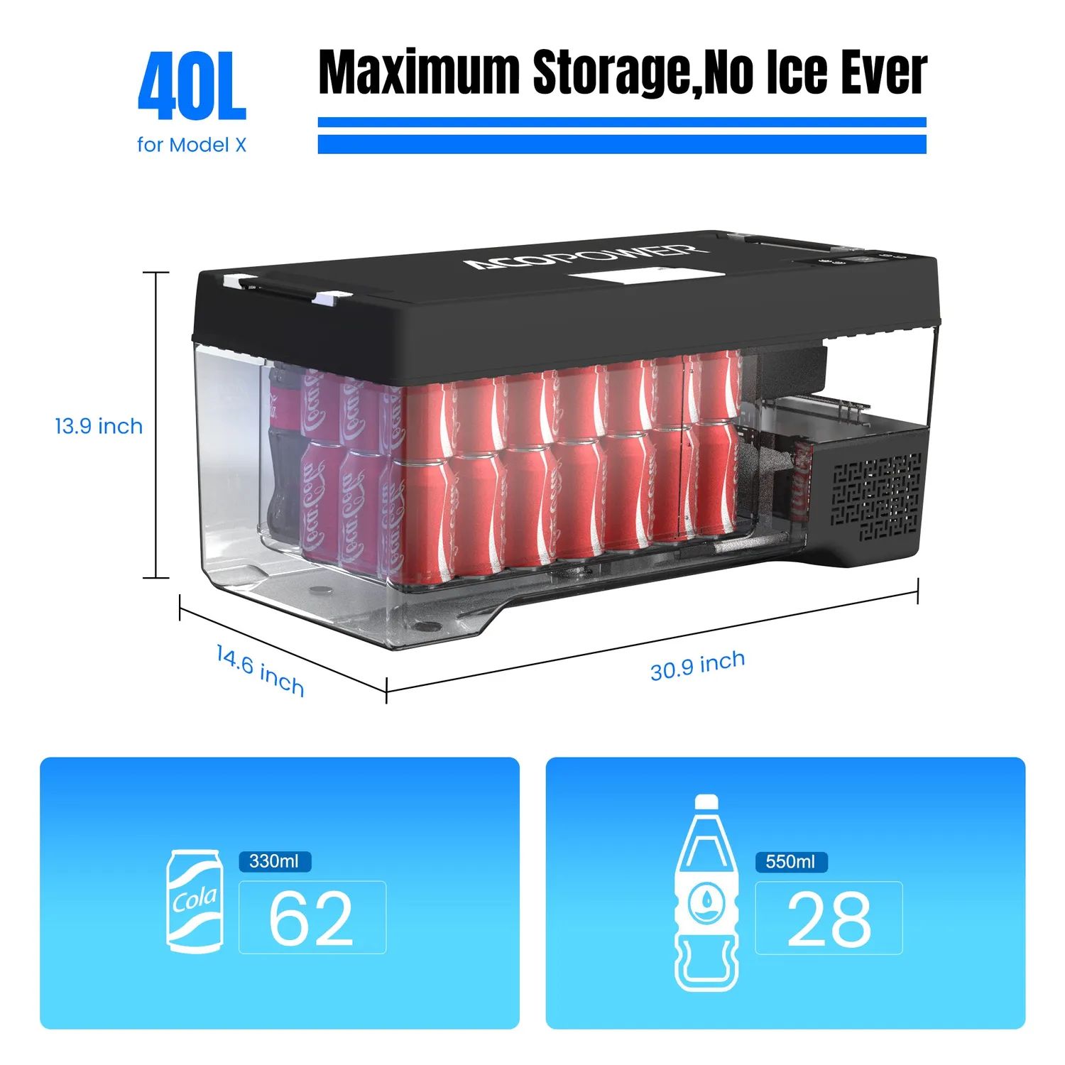 ACOPOWER TesFridge frigider auto Model X 40L congelare -20°C