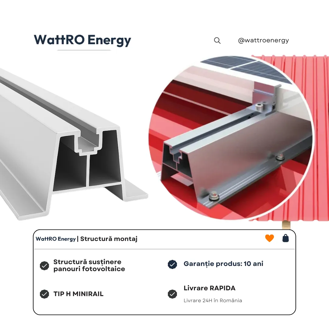 WattRO Energy Minirail Tip H șină 330x70 mm aluminiu