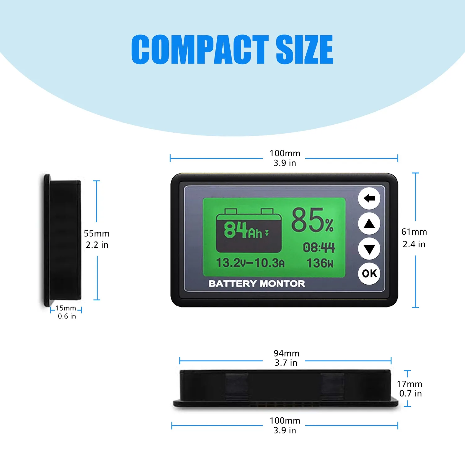 ACOPOWER monitor baterie 500A 10-120V cu șunt