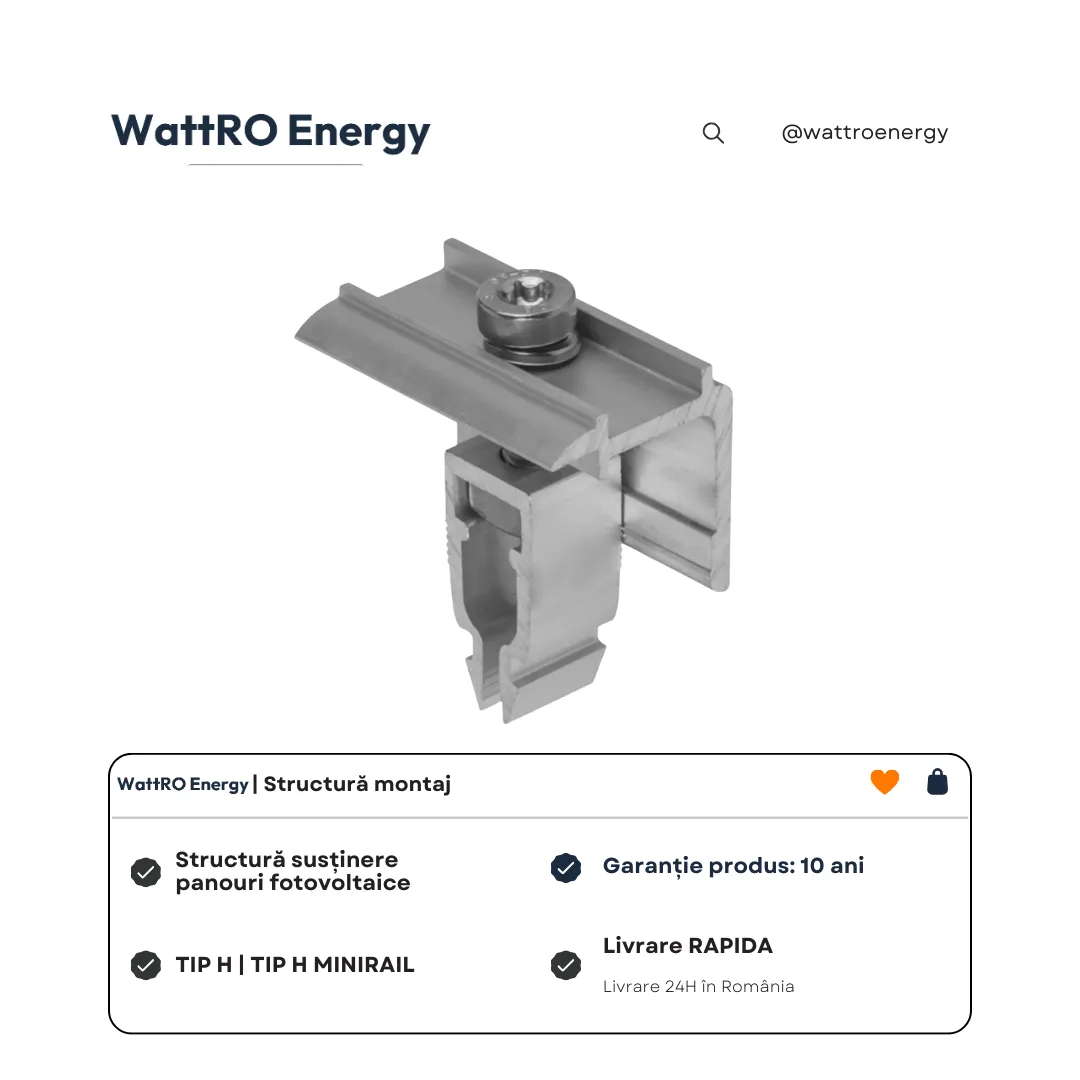 WattRO Energy Minirail Tip H clemă capăt panouri