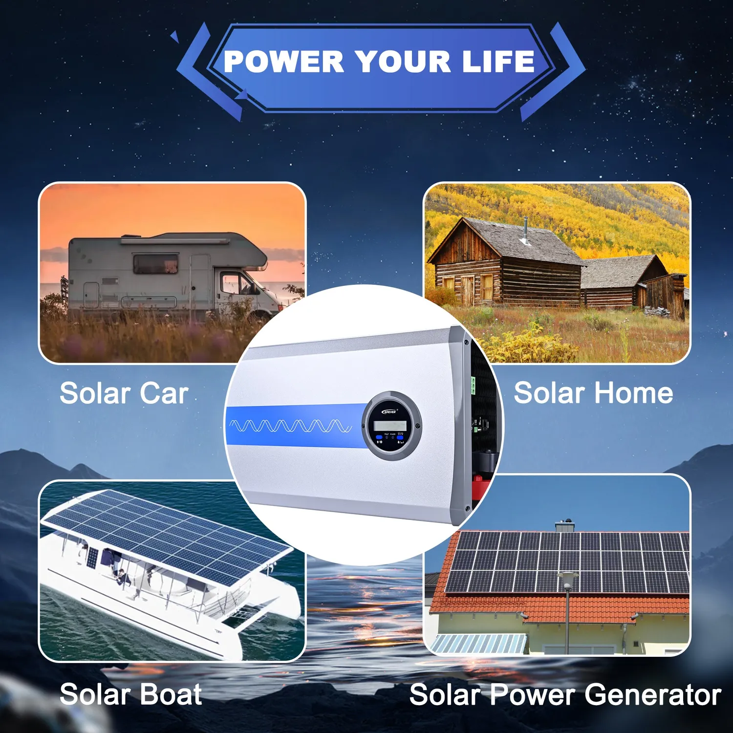 ACOPOWER invertor sinus pur 3000W 12V telecomanda LED