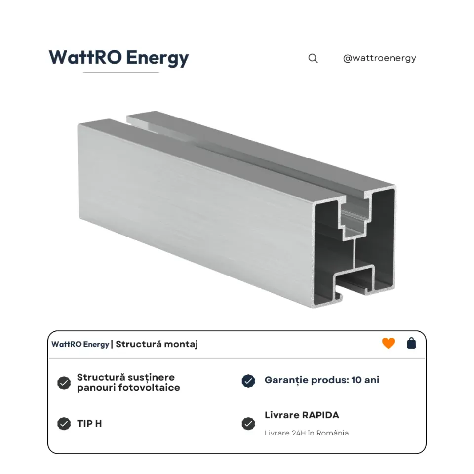 WattRO Energy Tip H șină aluminiu 40x40 mm 3,6 m