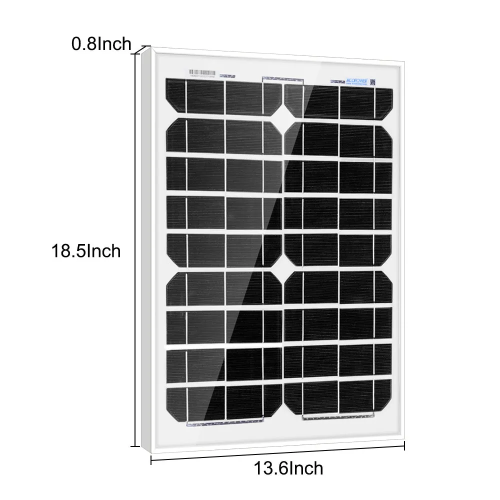 ACOPOWER kit solar 20W 12V controller 5A cu clești