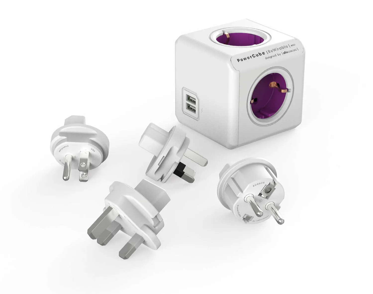 PowerCube Rewirable Duo USB priza voiaj gri 4 prize