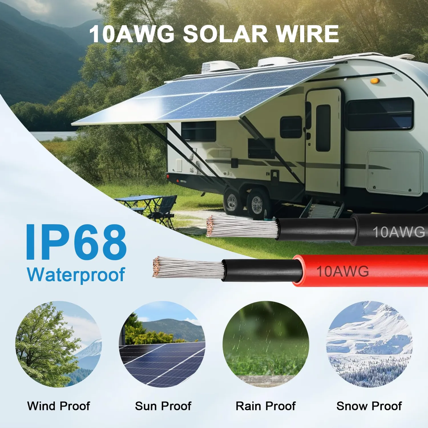 ACOPOWER cablu solar prelungitor 10AWG 3m 6mm²