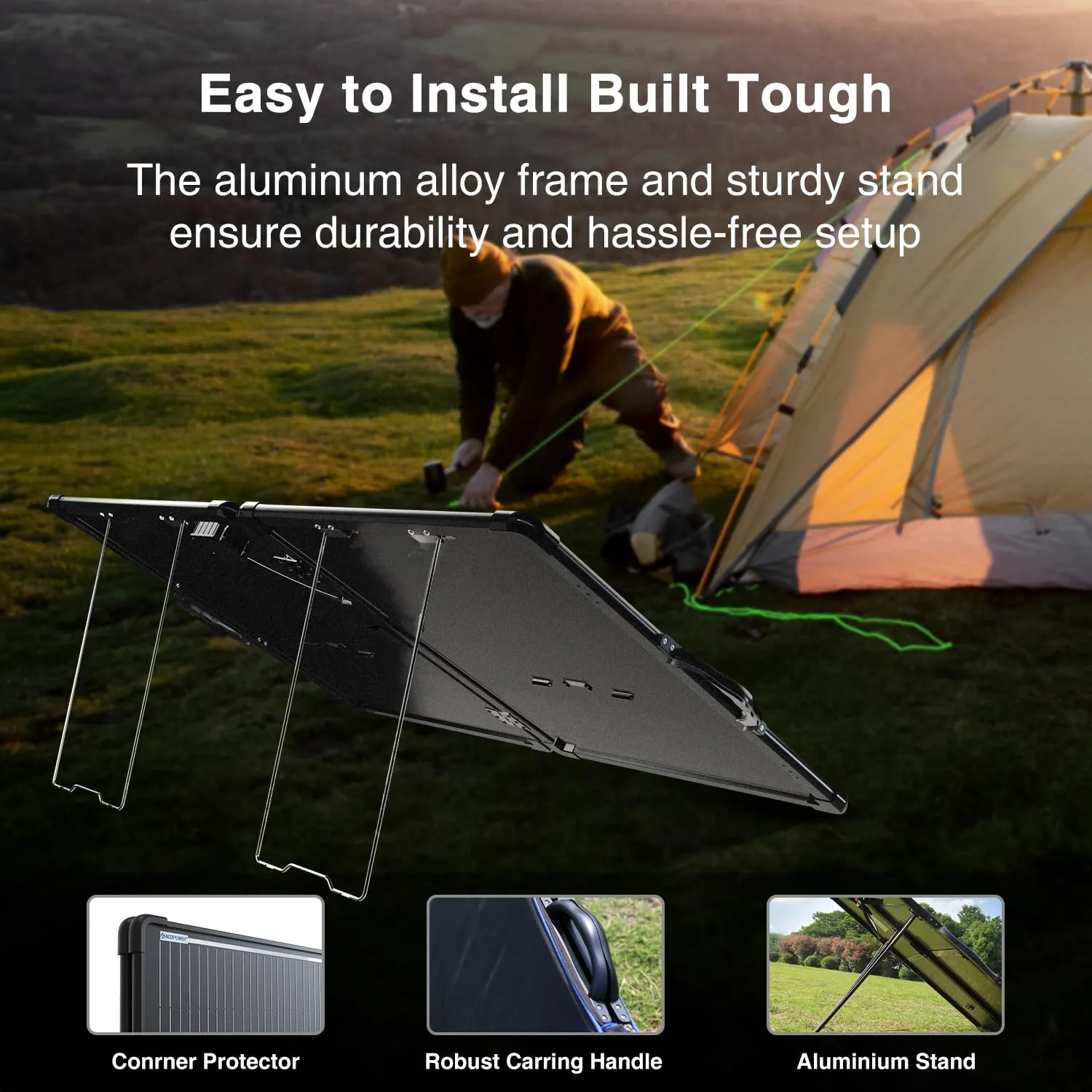 ACOPOWER panou solar pliabil 200W monocristalin cu suport