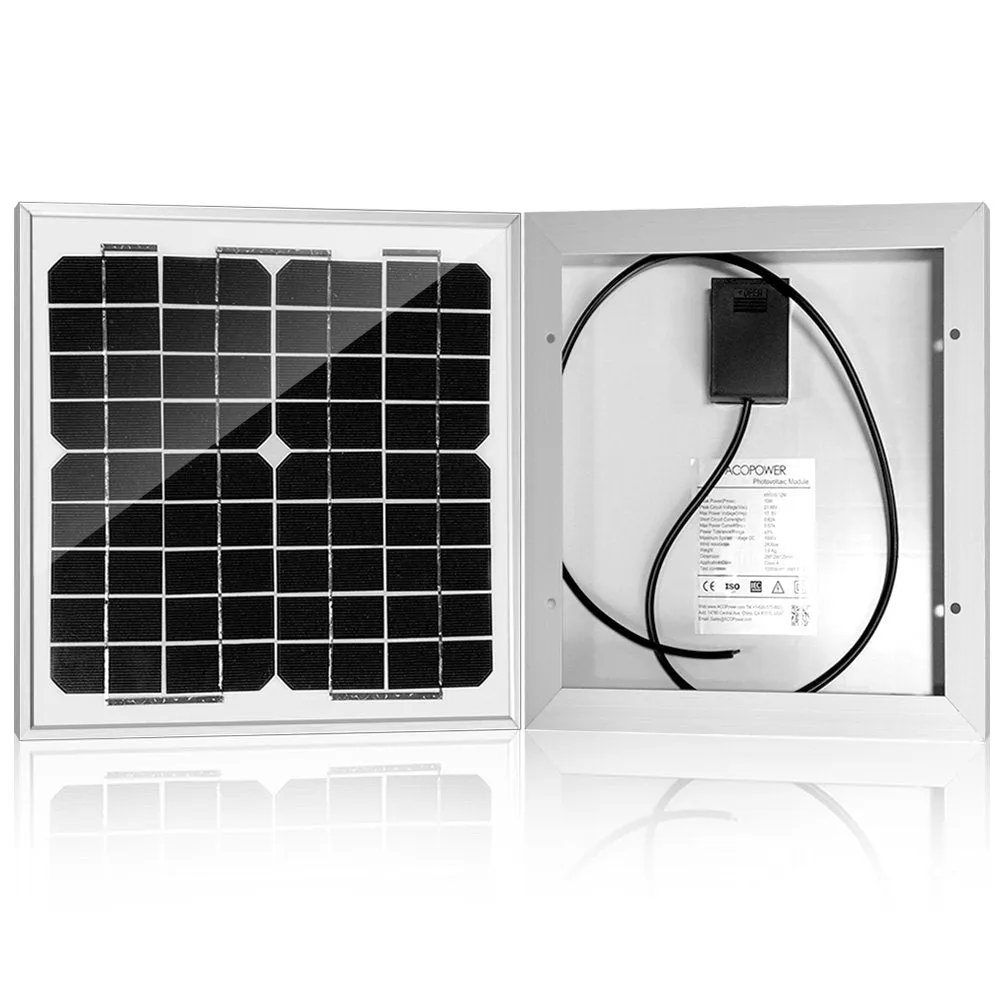 ACOPOWER HY010-12M panou solar 10W kit 12V monocristalin