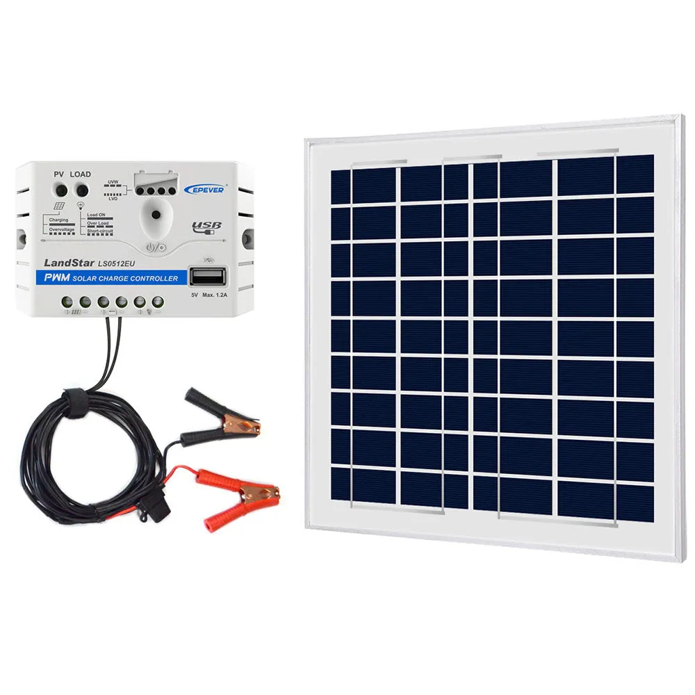 ACOPOWER Kit Panou Solar 15W 12V + Controller 5A