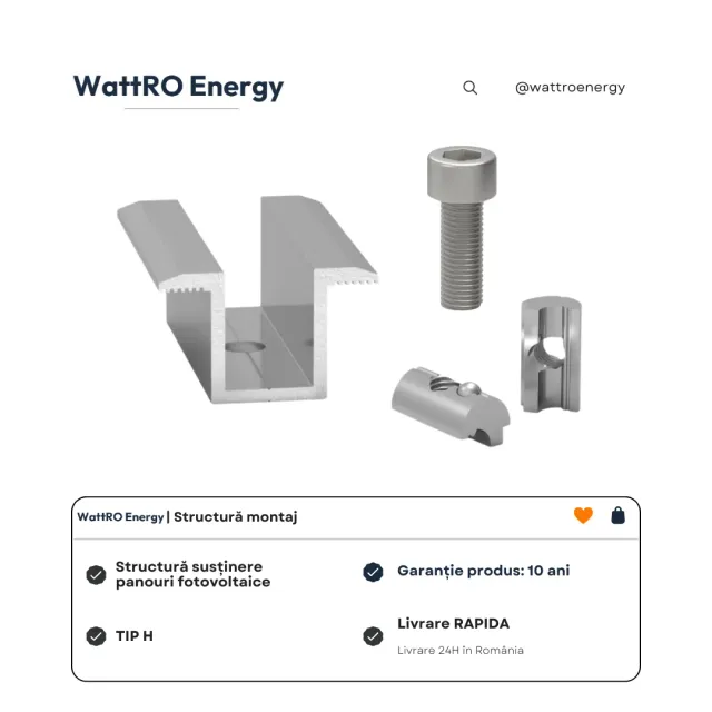 WattRO Energy Tip H clemă mijloc panouri aluminiu