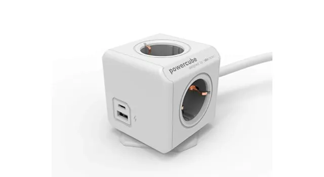 PowerCube Extended USB A+C priza multipla gri 1,5m