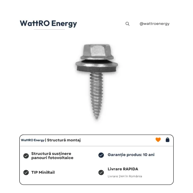 WattRO Energy Minirail Tip H șurub autoforant 6x25