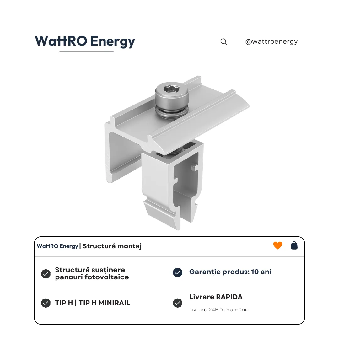 WattRO Energy Minirail Tip H clemă capăt panouri
