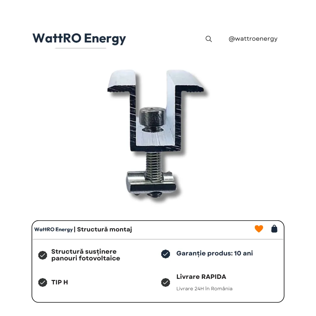 WattRO Energy Tip H clemă mijloc panouri aluminiu