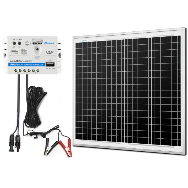 ACOPOWER kit solar 50W 12V monocristalin cu controller 5A
