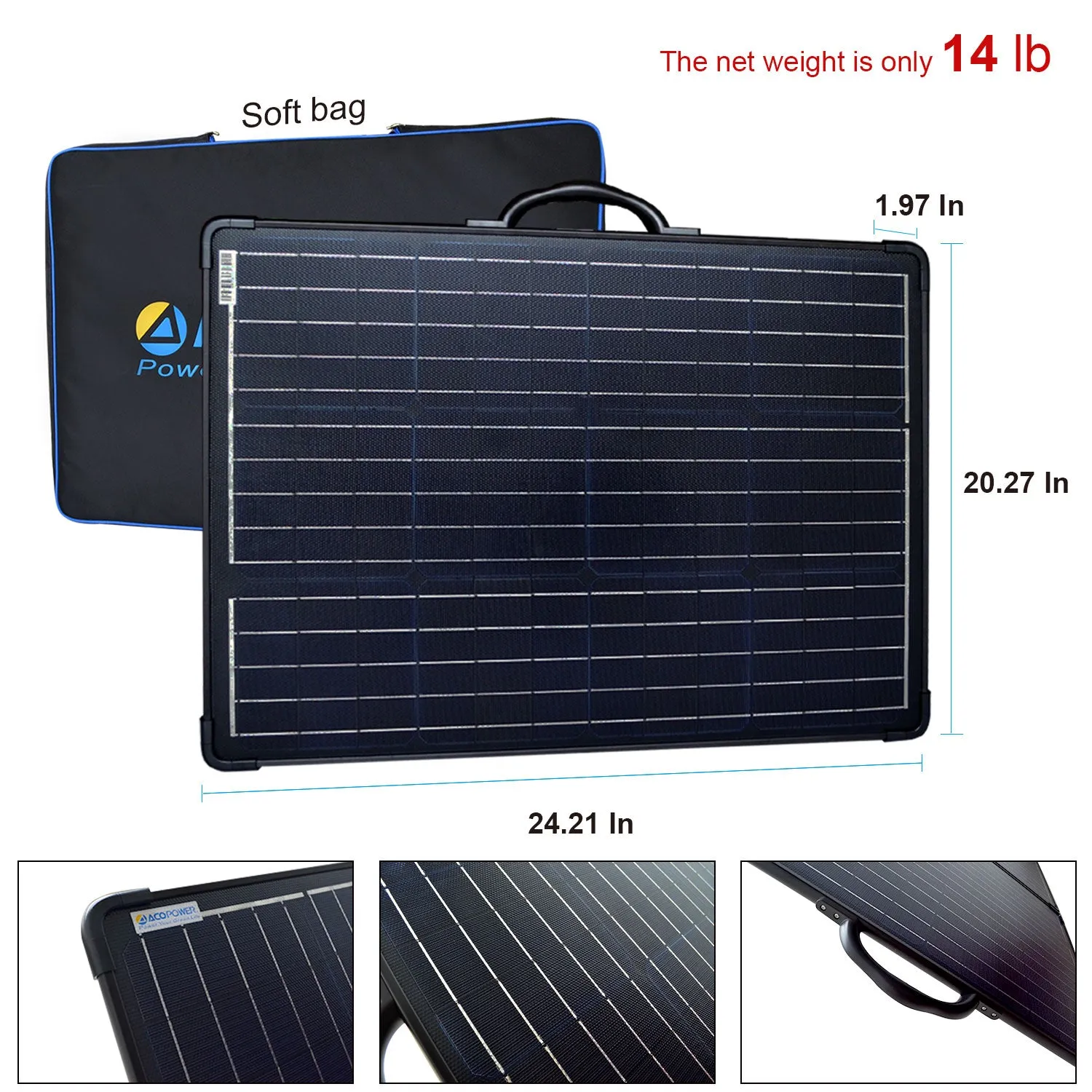 ACOPOWER PLK Kit Panou Solar Portabil 120W + 20A