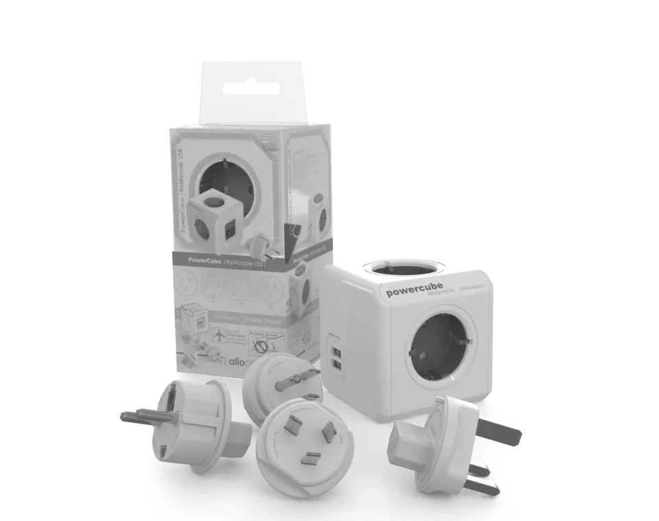 PowerCube Rewirable Duo USB priza voiaj gri 4 prize