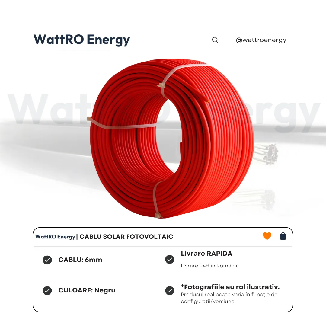 WattRO Energy cablu solar 6mm rosu la metru