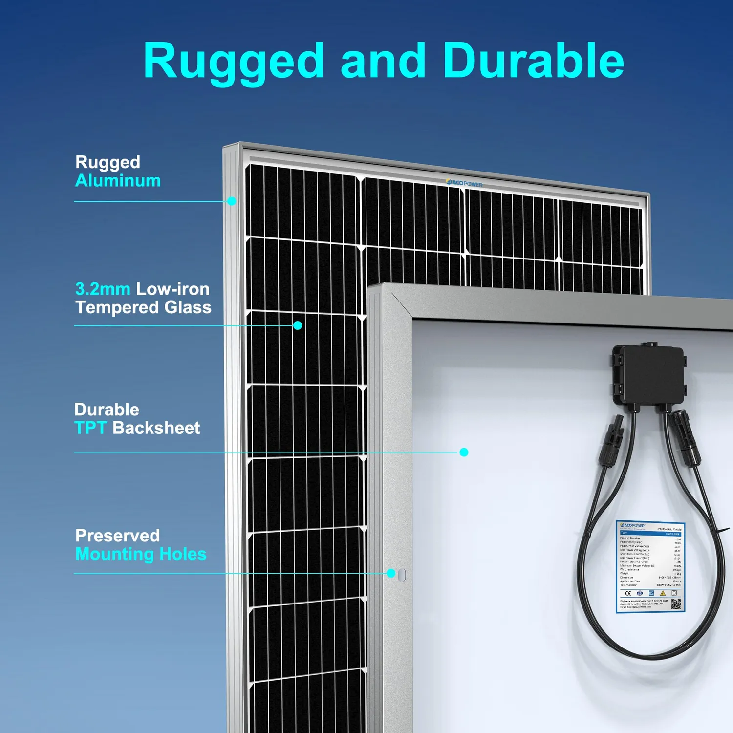 ACOPOWER 200W 24V panou solar monocristalin 1 buc