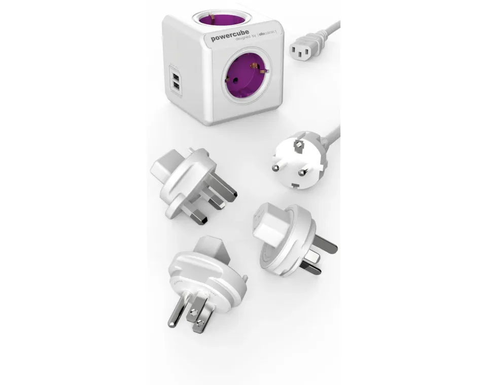 PowerCube Rewirable Duo USB priza cub 4 prize gri