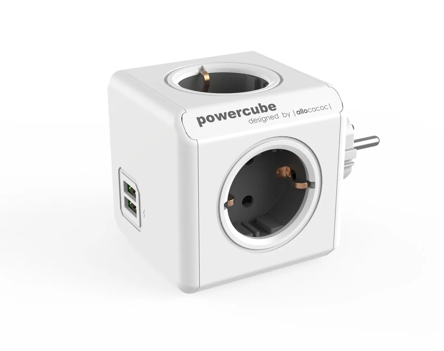 PowerCube Original Duo USB priza cub 4 prize gri