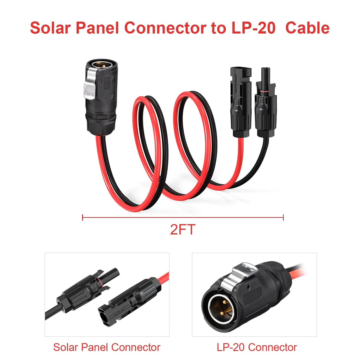 ACOPOWER adaptor solar conector circular 2 pini 1m