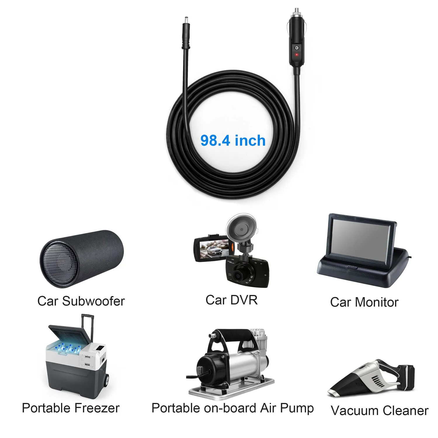 ACOPOWER adaptor brichetă auto 12V/24V mufă 5.5x2.1mm 3m