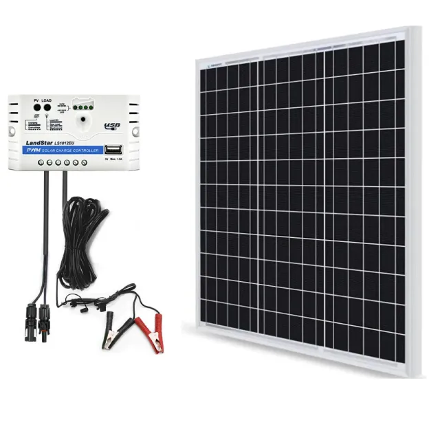 ACOPOWER kit solar 50W 12V cu regulator 10A PWM