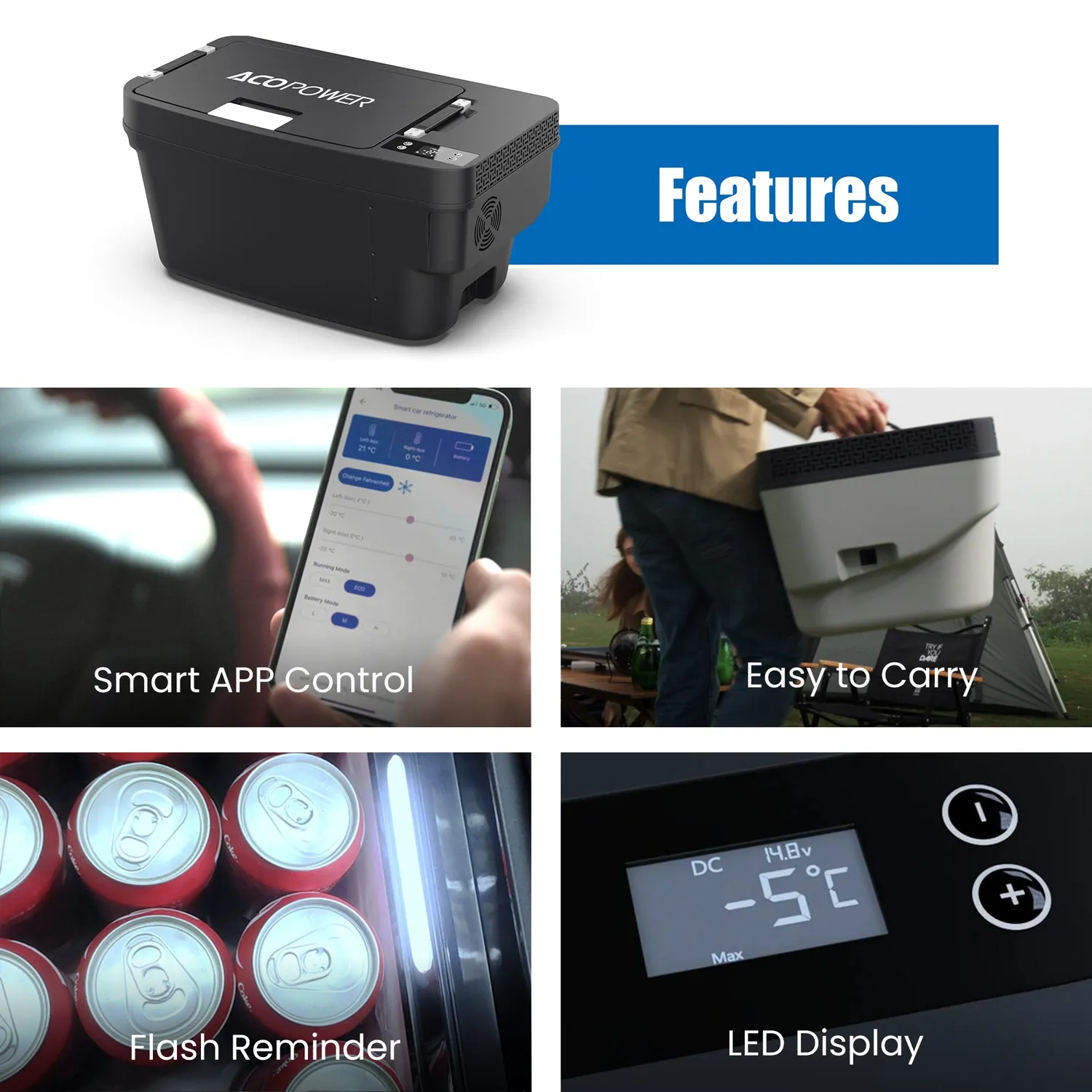 ACOPOWER TesFridge Model Y frigider auto 35Qt Control App
