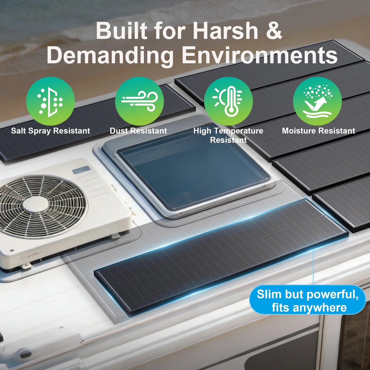 ACOPOWER panou solar slim 100W 12V N-Type