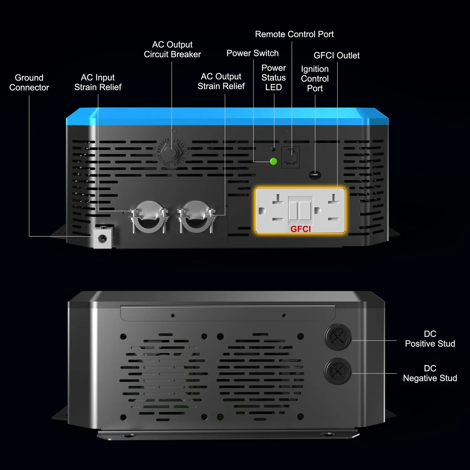 ACOPOWER 3000W invertor sinusoidal pur 12V la 120V cu transfer