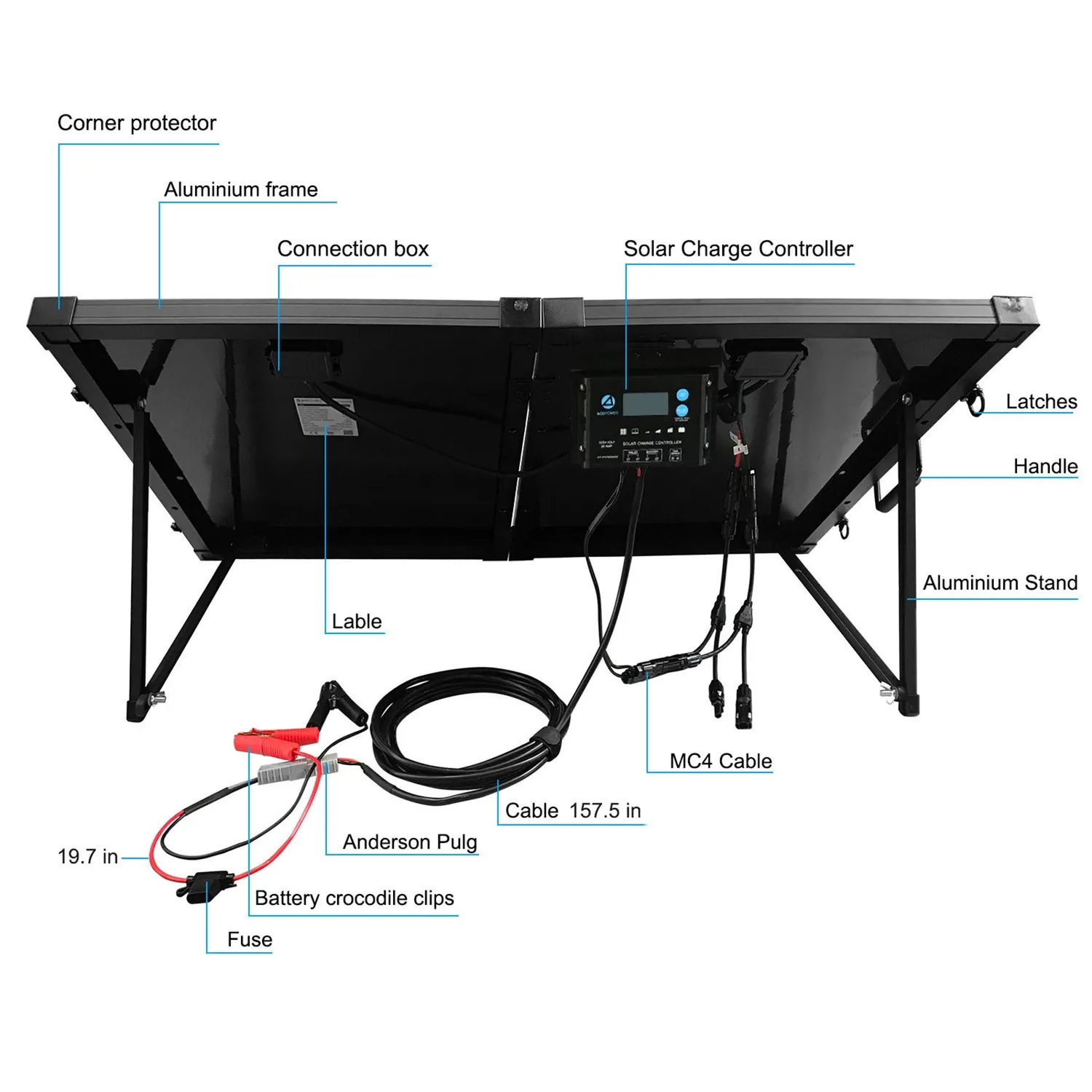 ACOPOWER PTK kit solar pliabil 200W 12V valiză