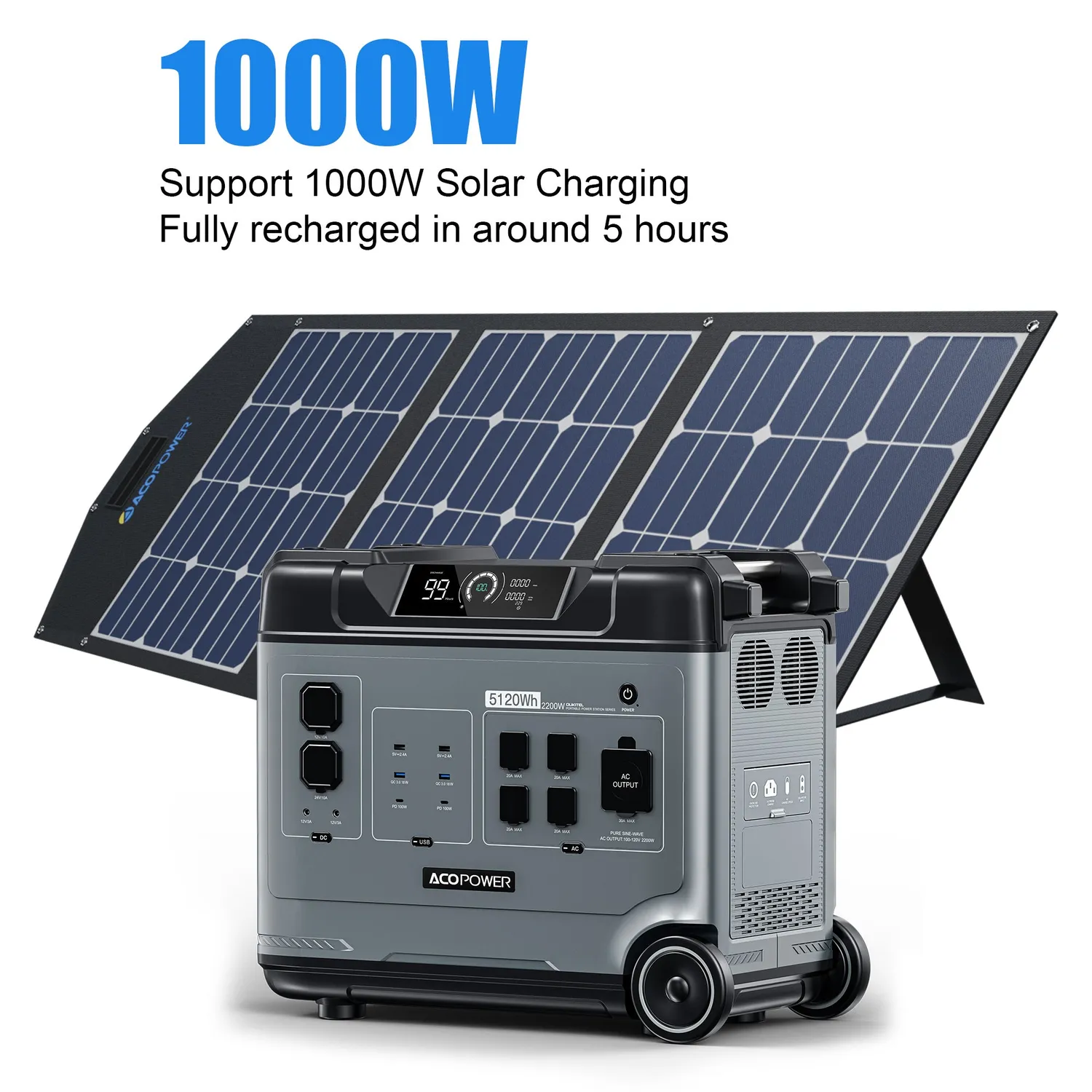 ACOPOWER P5000 stație de încărcare 5120Wh 2200W LiFePO4
