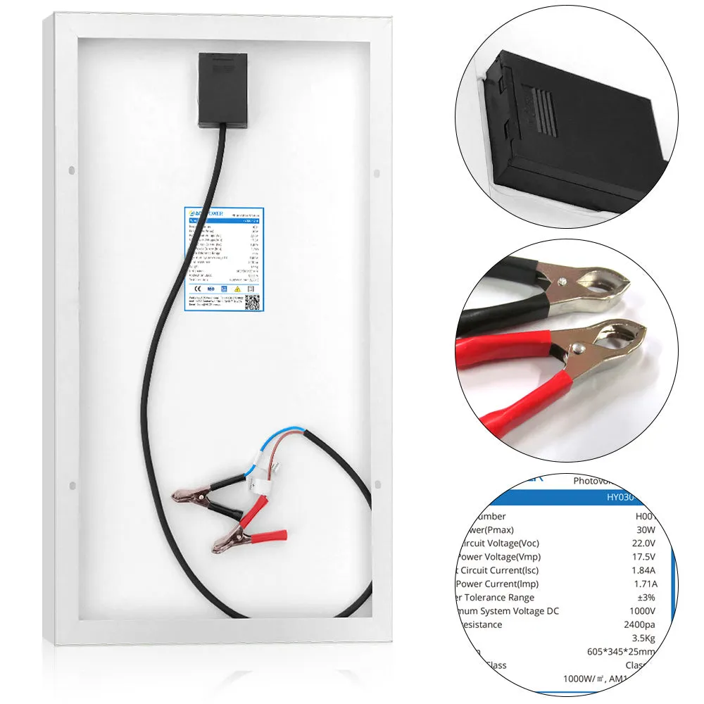 ACOPOWER Kit solar 30W 12V panou monocristalin cu controler 5A