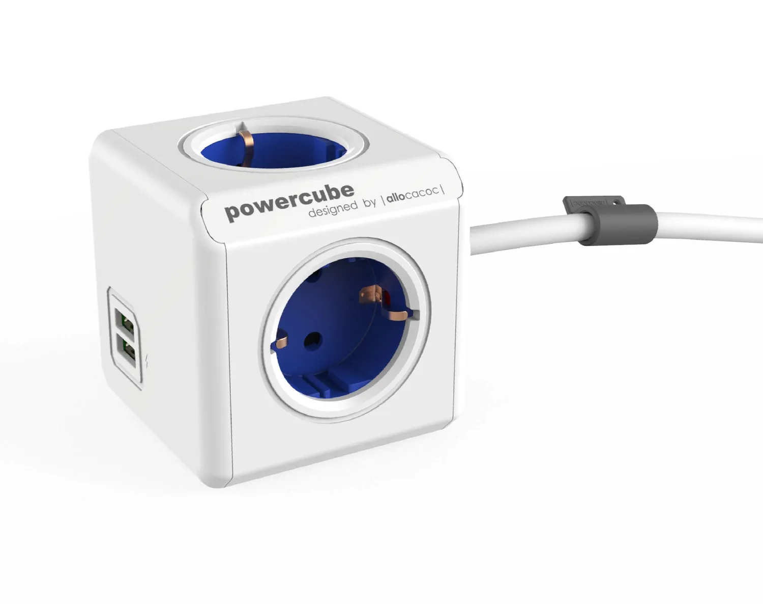 PowerCube Extended Duo USB prelungitor albastru 4 prize 1,5m