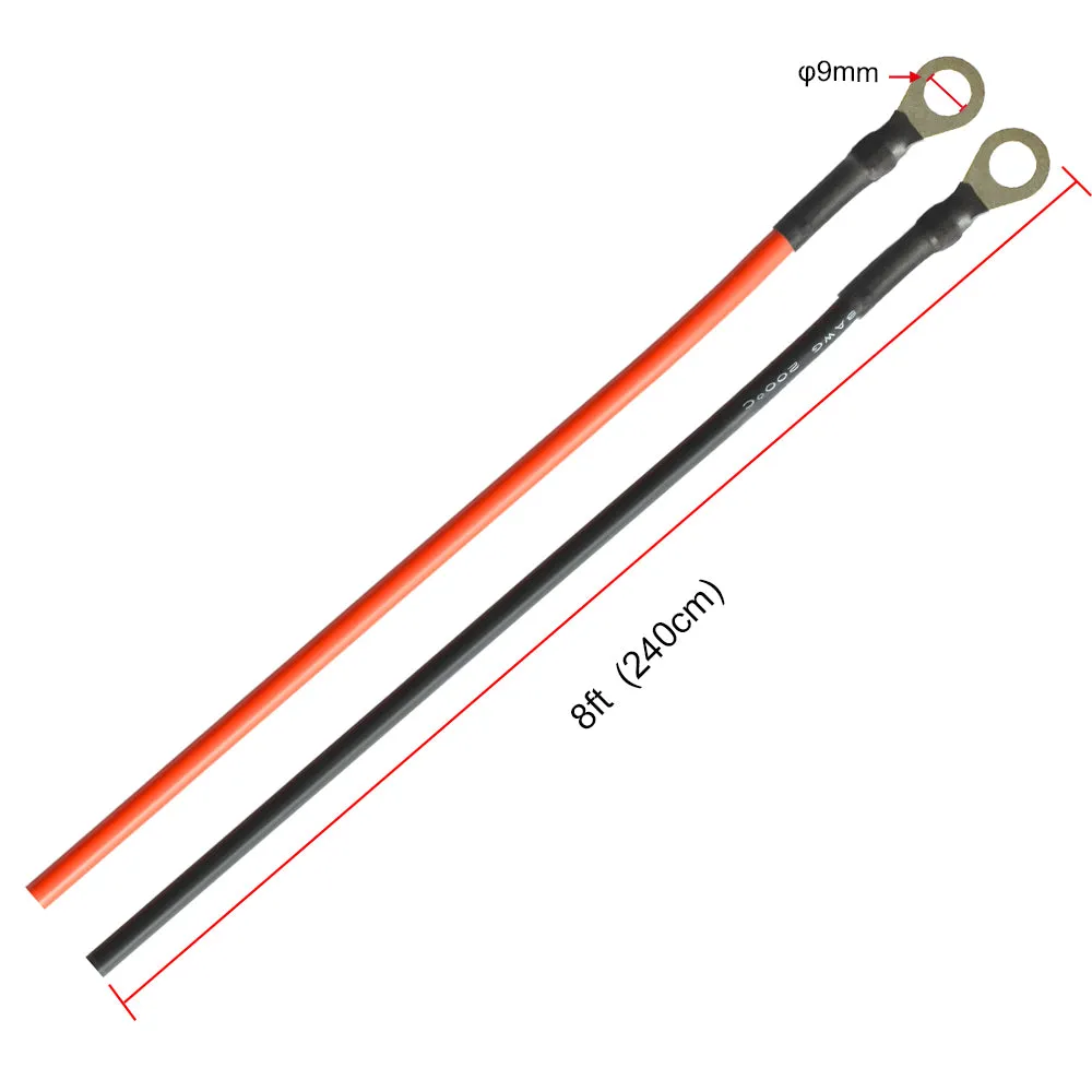 ACOPOWER cablu baterie 8AWG 8ft inel - fir liber 2,4m