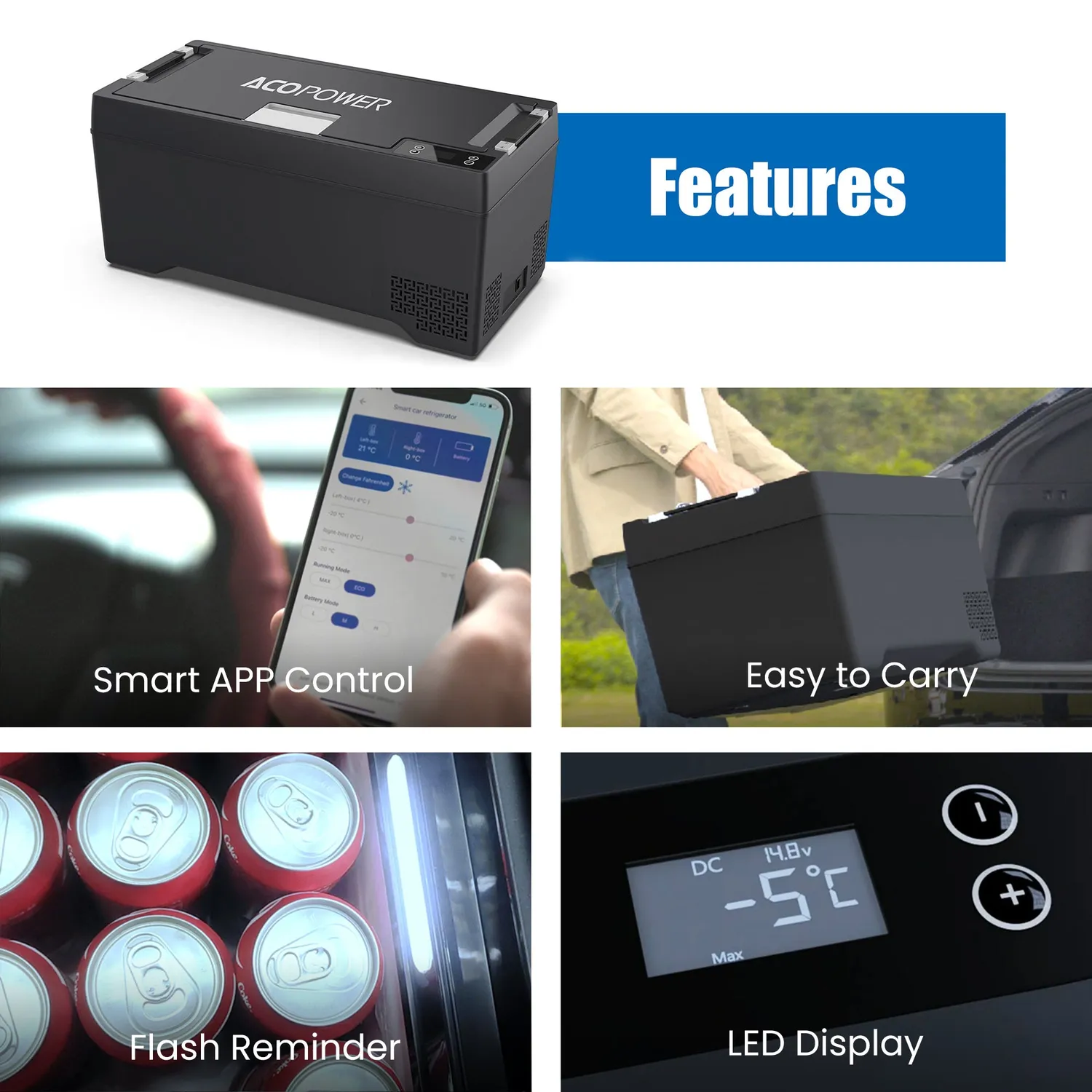 ACOPOWER TesFridge frigider auto Model X 40L congelare -20°C