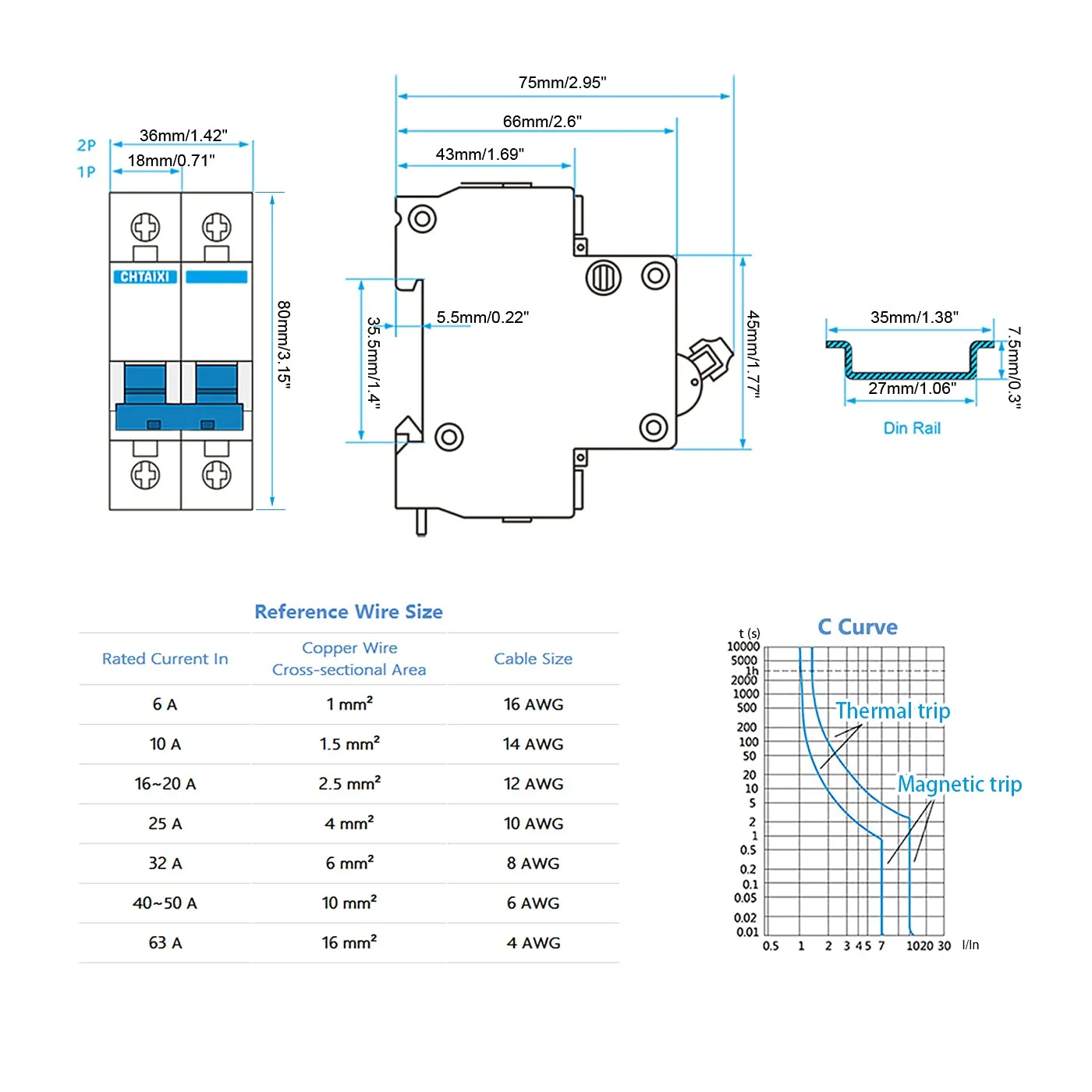 ACOPOWER Disjunctor DC 40A siguranta automata 40A DC