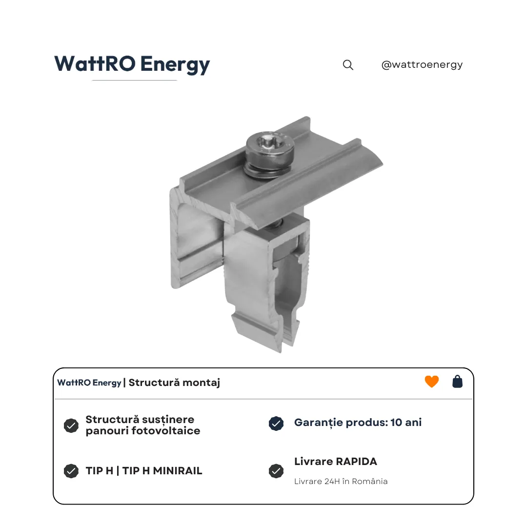 WattRO Energy Minirail Tip H clemă capăt panouri