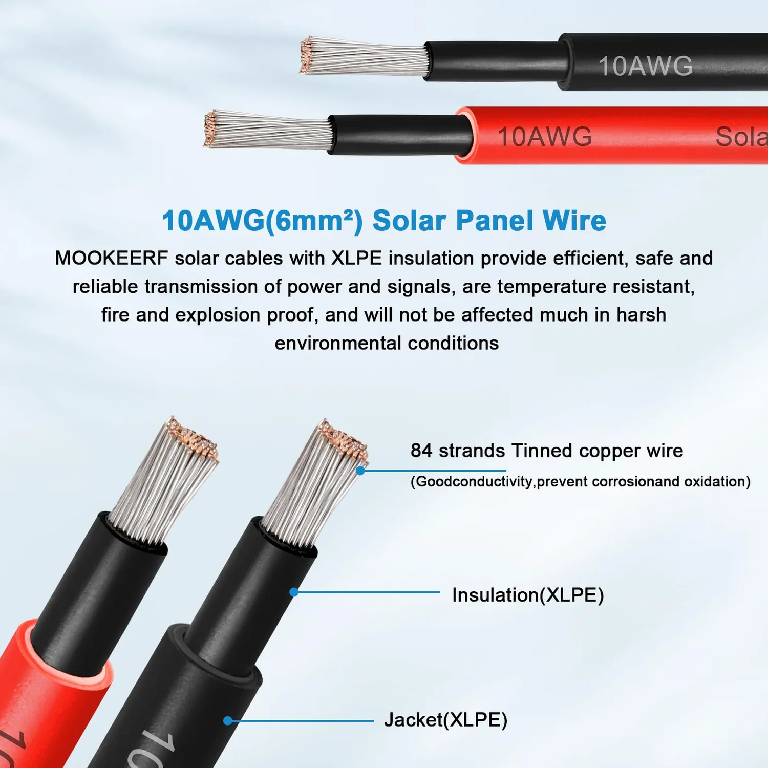 ACOPOWER cablu solar prelungitor 10AWG 3m 6mm²