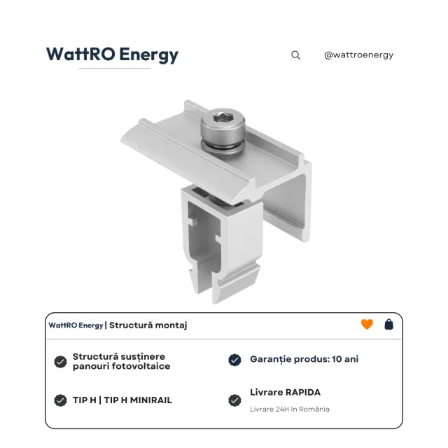 WattRO Energy Minirail Tip H clemă capăt panouri