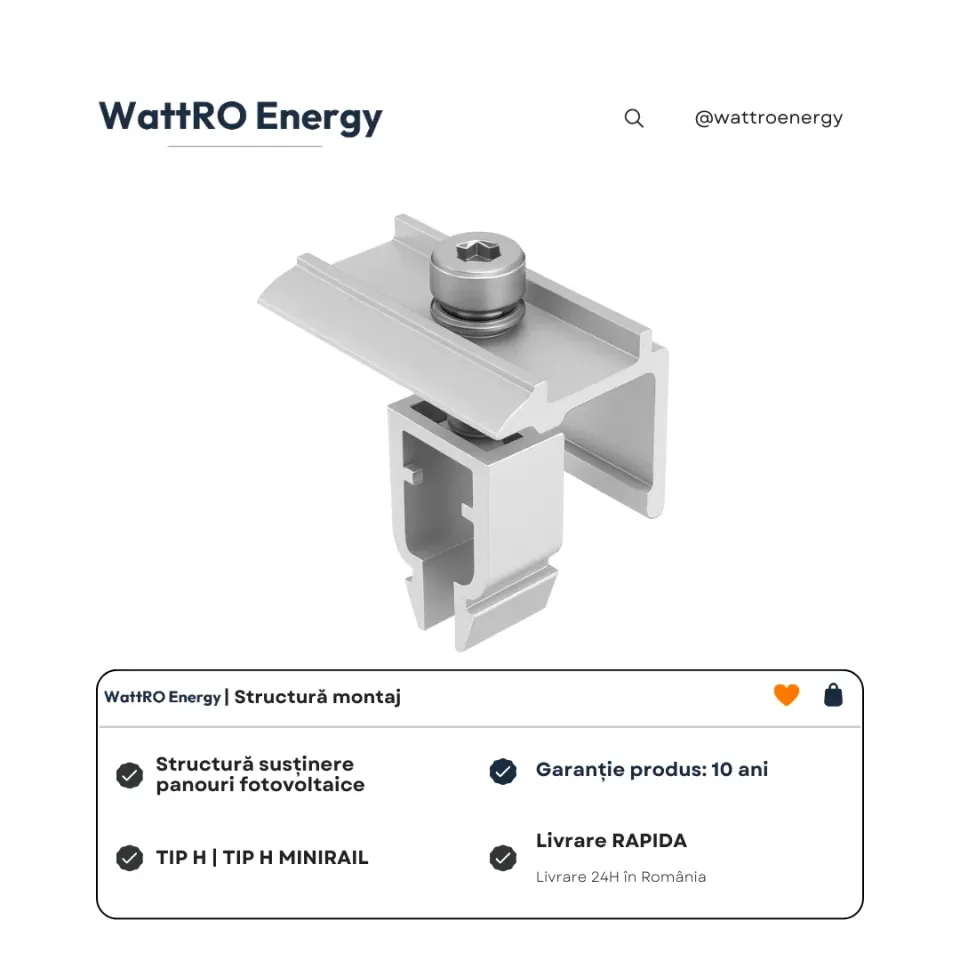 WattRO Energy Minirail Tip H clemă capăt panouri
